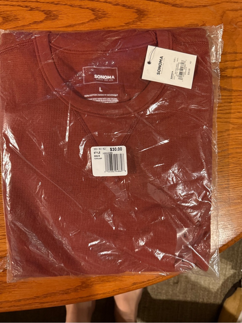 Sonoma Men’s Long-Sleeve Thermal Shirt - Rust Red